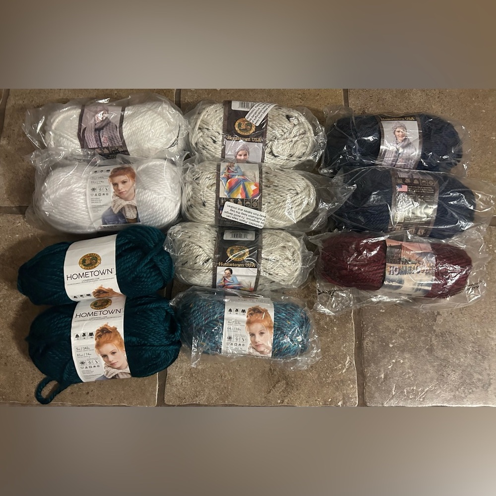 Lion Brand Hometown Yarn Lot 11 Rolls Variety Of Colors